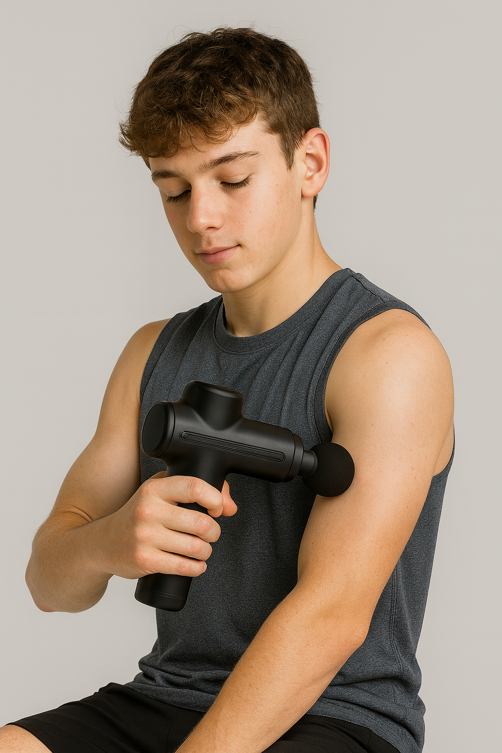 adolescent qui utilise un pistolet de massage