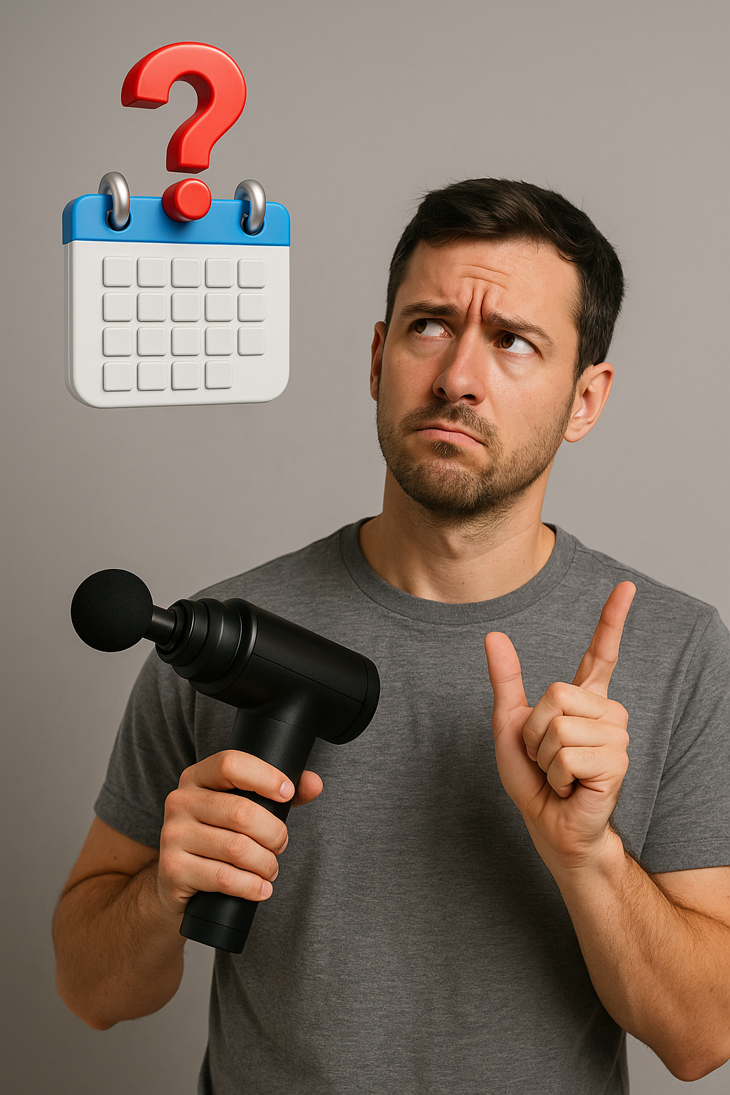 homme qui se demande a quelle frequence utiliser son pistolet de massage