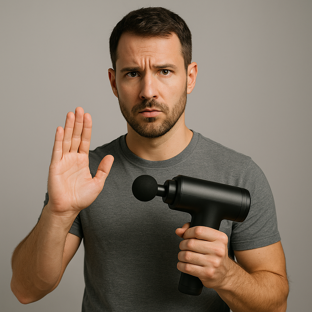 homme qui tient un pistolet de massage