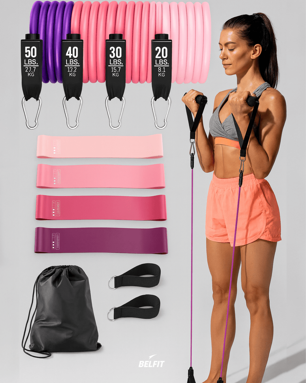Kit d'élastiques - BoostTraining kit 17pcs rose