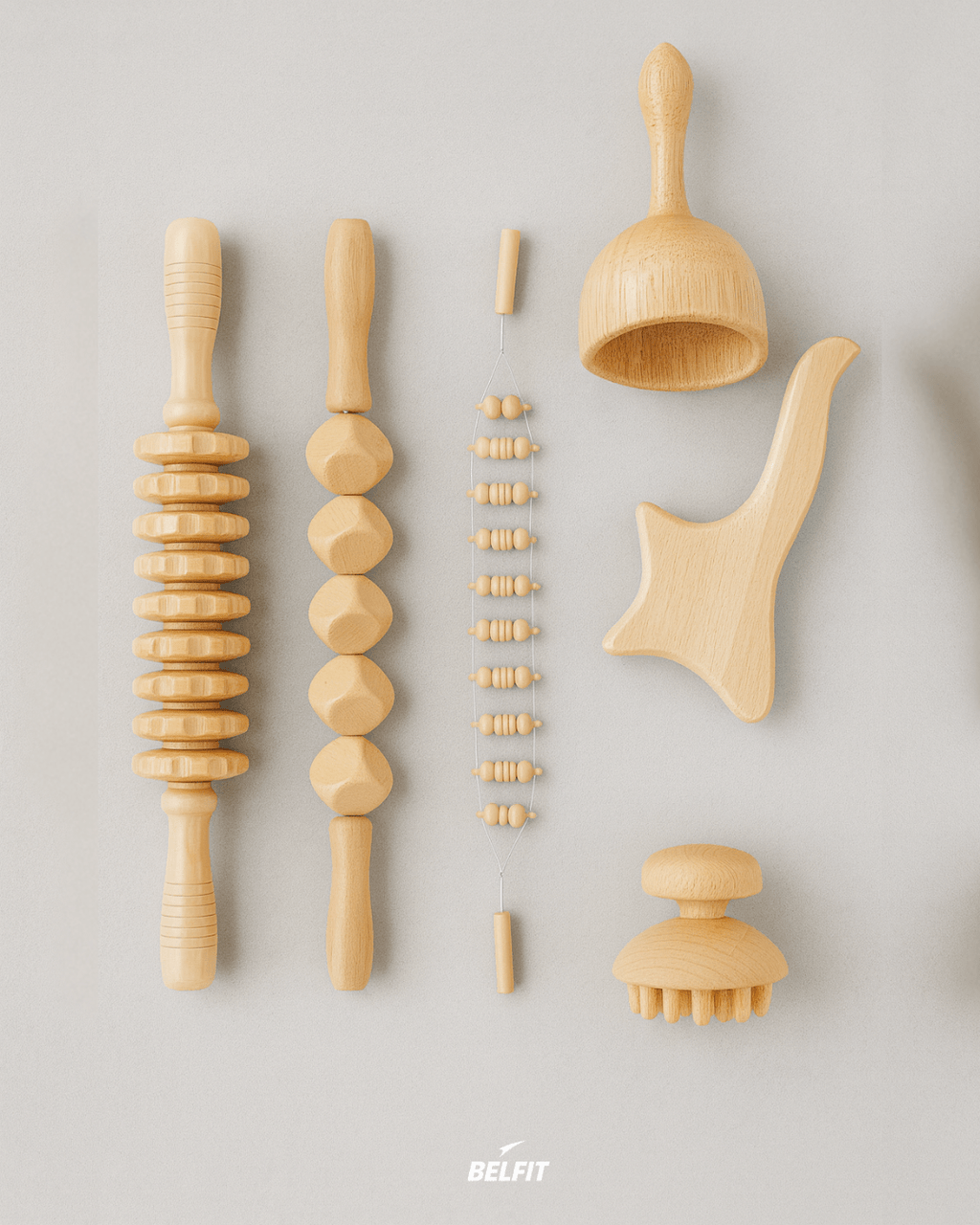 Kit de Massage en Bois Anti-Cellulite 6 Pièces Kit 6 pieces